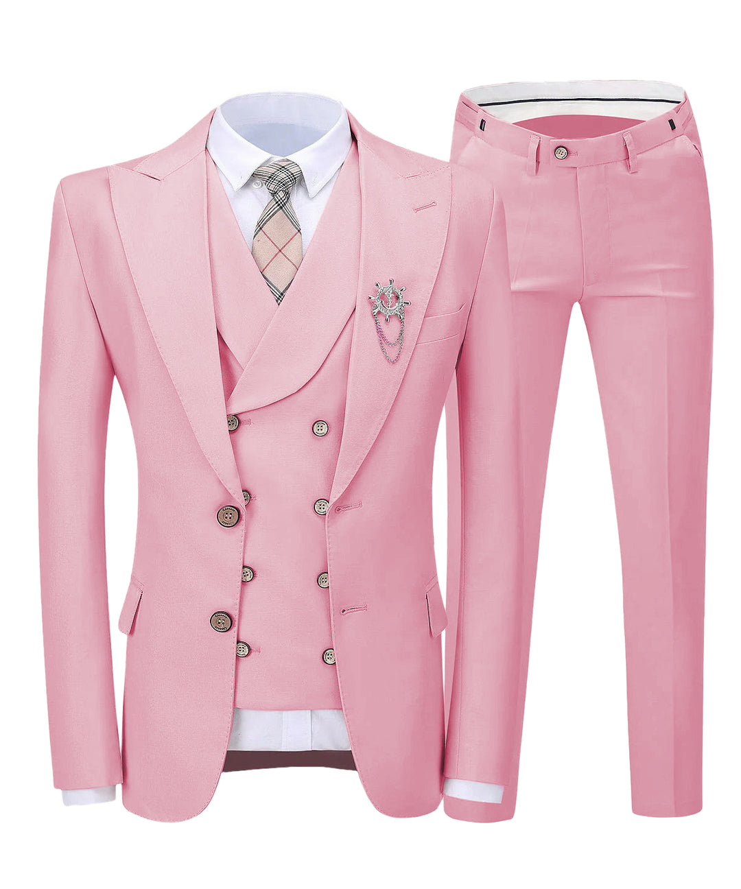 Suisse de combinaison pour hommes formels Tableaux de revers de pointe (blazer + gilet + pantalon)