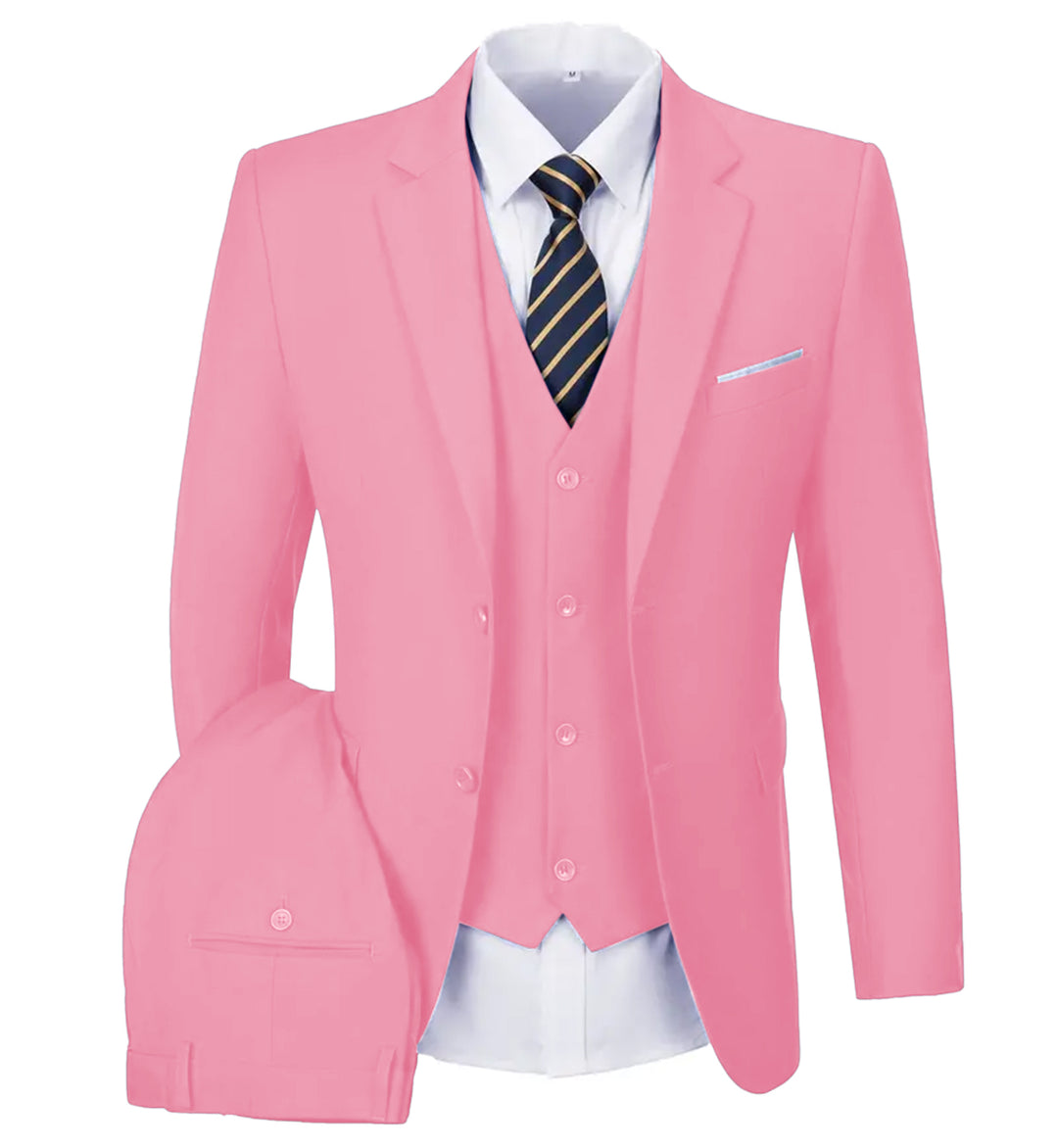 Casual Men's 3 Pieces Mens Suit Notch Lapel Flat Tuxedos (Blazer+vest+Pants) mens event wear