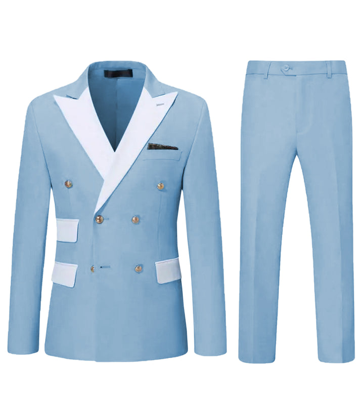 Formal 2 Pieces Mens Suit Flat Peak Lapel Tuxedos For Wedding (Blazer+Pants) mens event wear