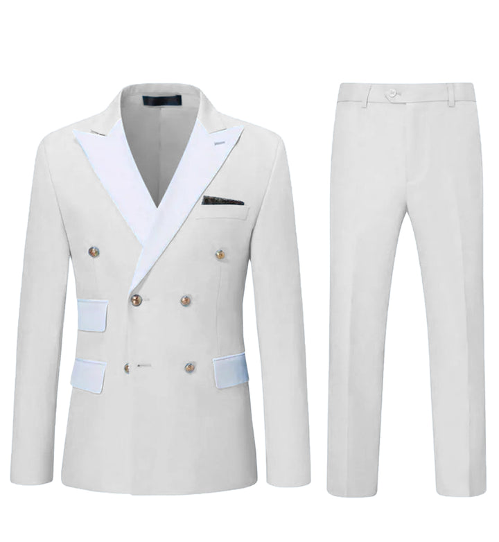 Formal 2 Pieces Mens Suit Flat Peak Lapel Tuxedos For Wedding (Blazer+Pants) mens event wear