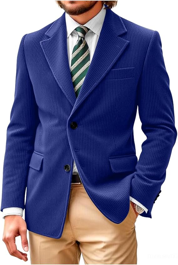 Men's Casual Corduroy Suit Retro Slim Fit Notch Lapel Sports Jacket mens event wear