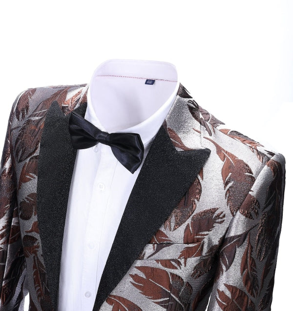 Men's Casual Patterned Peak Lapel Blazer mens event wear