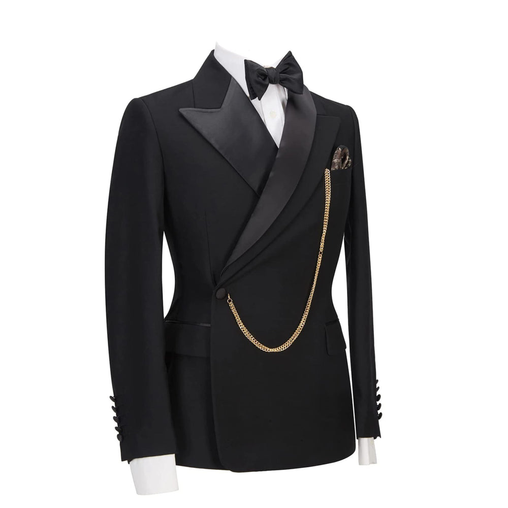 Casual Mens Suit 3 Pieces Peak Lapel Blazer For Wedding (Blazer+vest+Pants) mens event wear