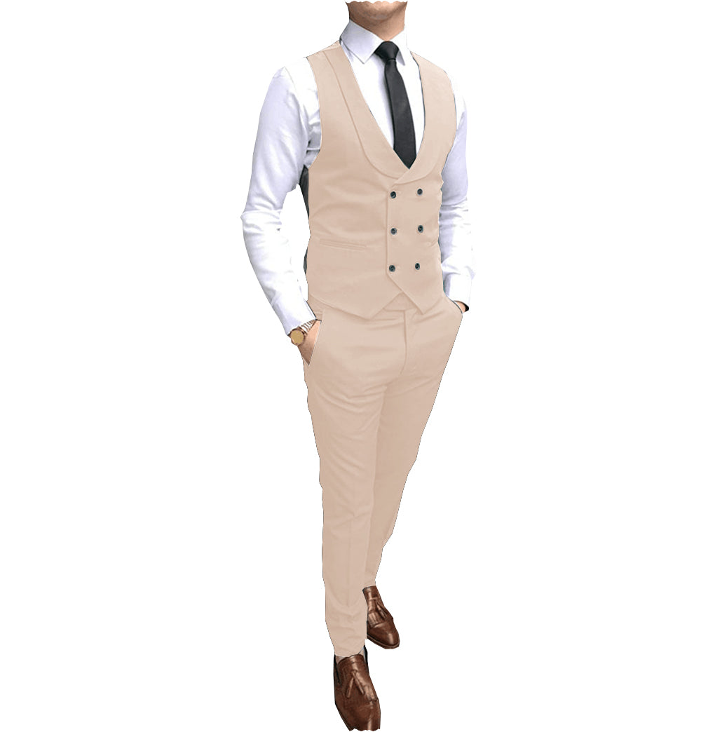 Double Breasted Formal 2 pieces Mens Suit For Wedding (Vest+Pants) mens event wear